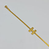 Altın Renk Çelik H Harf Detaylı Ayarlanabilir Bileklik – 17+6 cm