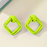 Neon Yeşil Geometrik Şekiller Sallantılı Yaz Kadın Küpe