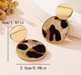 Gold Leopar Dokulu Şık Kadın Küpe