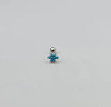 Gümüş Mavi Taşlı Çiçekli Piercing Küpe Tragus