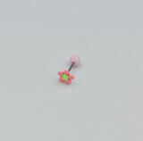 Renkli Pembe Çiçekli Tragus Piercing Küpe