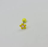 Renkli Sarı Çiçekli Tragus Piercing Küpe