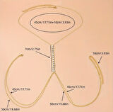 Gömme Gold Zirkon Taşlı Vücut Aksesuarı, Vücut Takısı, Su Yolu Detaylı Vücut Zinciri