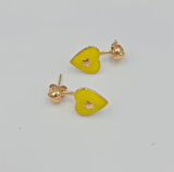 Gold Neon Sarı Şık Kalp Küpe