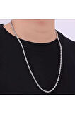 Silver Renk Çelik Erkek Halat Zincir Kolye 70 cm