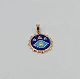 Zirkon Taş Detaylı Mineli Nazar Göz Kolye Ucu – Rose Xuping, Kararmaz, 3 mm Halka (2,8 x 1,7 cm)