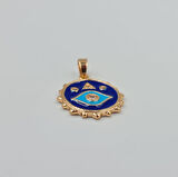 Zirkon Taş Detaylı Mineli Nazar Göz Kolye Ucu – Rose Xuping, Kararmaz, 3 mm Halka (2,8 x 1,7 cm)