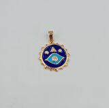Zirkon Taş Detaylı Mineli Nazar Göz Kolye Ucu – Rose Xuping, Kararmaz, 3 mm Halka (2,8 x 1,7 cm)