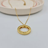 Gold Renk Çift Taraflı Kullanım Zirkon Taş Detaylı Çelik Kolye – LOVE Yazılı, 40+5 cm