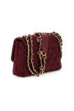 Kadın Fitilli Kadife Omuz Çantası - Bordo | undefined