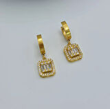 Gold Baget Taşlı Küpe