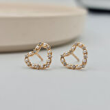 İnci ve Zirkon Taş Detaylı Kalp Küpe – Rose Gold, Xuping, Kararmaz, Suya Dayanıklı, 1 cm