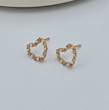 İnci ve Zirkon Taş Detaylı Kalp Küpe – Rose Gold, Xuping, Kararmaz, Suya Dayanıklı, 1 cm