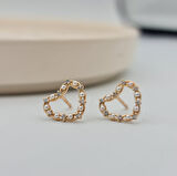 İnci ve Zirkon Taş Detaylı Kalp Küpe – Rose Gold, Xuping, Kararmaz, Suya Dayanıklı, 1 cm