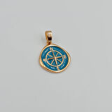 Pusula Figürlü Mineli Kolye Ucu – Rose Gold Xuping, Kararmaz, 3 mm Halka (2,1 x 1,5 cm)