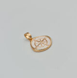 Pusula Figürlü Beyaz Mineli Kolye Ucu – Rose Gold Xuping, Kararmaz, (2,1 x 1,5 cm)