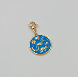 Rose Renk Xuping Charm Kolye Ucu – Şans ve Koruma Temalı, Mavi Mineli, Çoklu Kullanım (3 cm)