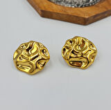 Gold Şık Gösterişli Nostaljik Hareketli Kadın Plaka Küpe