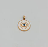 Beyaz Mineli Nazar Göz Figürlü Kolye Ucu – Rose, Xuping , Kararmaz, 3 mm Halka (2,3 x 1,7 cm)
