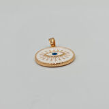 Beyaz Mineli Nazar Göz Figürlü Kolye Ucu – Rose, Xuping , Kararmaz, 3 mm Halka (2,3 x 1,7 cm)