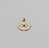 Beyaz Mineli Nazar Göz Figürlü Kolye Ucu – Rose, Xuping , Kararmaz, 3 mm Halka (2,3 x 1,7 cm)