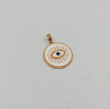 Beyaz Mineli Nazar Göz Figürlü Kolye Ucu – Rose, Xuping , Kararmaz, 3 mm Halka (2,3 x 1,7 cm)