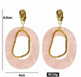 Düzensiz Geometrik Pembe Sedefli Kadın Küpe