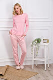 Kadın Ev Giyim Pembe Çizgili Alt & Üst İki Parça Pijama Takımı L1.PC.004.102.K19