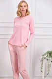 Kadın Ev Giyim Pembe Çizgili Alt & Üst İki Parça Pijama Takımı L1.PC.004.102.K19