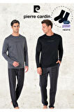 Erkek %100 Pamuk Uzun Kollu Lisanslı Bordo & Lacivert İki Adet Pijama Takımı L1.PC.6095.002