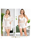 Saten 6'lı Pijama & Gecelik & Sabahlık & Şort & Büstiyer Hediyelik Çeyizlik Set L1.JJ.0042.0A.12.01