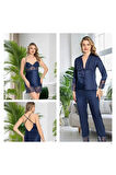 Saten 6'lı Pijama & Gecelik & Sabahlık & Şort & Büstiyer Hediyelik Çeyizlik Set L1.JJ.0042.0A.12.01