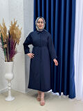 Nesrin Takma Manşet Dabıl Elbise-TN017 Lacivert