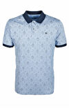 Erkek Polo Yaka Tişört Desenli Mavi %100 Pamuk Slim Fit T-shirt NCS JEANS 1989