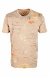 Erkek Tişört Bisiklet Yaka Vizon %100 Pamuk Slim Fit Baskılı T-shirt NCS JEANS 1953