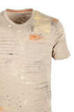 Erkek Tişört Bisiklet Yaka Vizon %100 Pamuk Slim Fit Baskılı T-shirt NCS JEANS 1953
