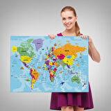 Harita Sepeti Türkçe Dünya Haritası Kanvas Tablo Son Derece Detaylı ve Dekoratif-1989