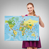 Harita Sepeti Türkçe Dünya Haritası Kanvas Tablo Son Derece Detaylı ve Dekoratif-1991