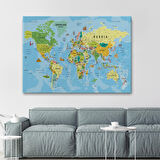 Harita Sepeti Dünya Haritası Kanvas Tablo Son Derece Detaylı Dekoratif Okyanuslu-1992