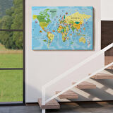 Harita Sepeti Dünya Haritası Kanvas Tablo Son Derece Detaylı Dekoratif Okyanuslu-1992