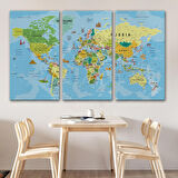 Harita Sepeti Dünya Haritası Kanvas Tablo Son Derece Detaylı Dekoratif Okyanuslu-1992
