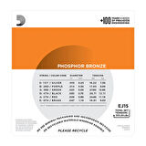 D'Addario EJ15 Phosphor Bronze, Extra Light Takım Tel Akustik Gitar Teli 010-047