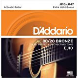 DADDARIO AKUSTİK GİTAR TEL SETİ, 80/20 BRONZE, EXTRA LIGHT G