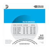 D'Addario EJ11 80/20 Bronze Acoustic Guitar Strings, Light, 12-53 012-053 Takım Tel Akustik Gitar Teli