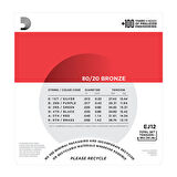 D'Addario EJ12 80/20 Bronze Acoustic Guitar Strings, Medium, 13-56 Takım Tel Akustik Gitar Teli 013-056
