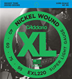 D'Addario EXL220 Nickel Wound Bass, Super Light, Long Scale 040-095 Takım Tel Bas Gitar Teli (40-95)