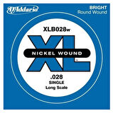 D'Addario Nickel Wound Single Long Scale .028 - XLB028W Bas Gitar Tek Tel