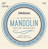 D'Addario EJ62 80/20 Bronze Mandolin Strings, Light Takım Tel Mandolin Teli 10-34