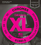 D'Addario ECB81-5 Chromes Bass 5-String, Light, 45-132, Long Scale Takım Tel 5 Telli Bas gitar teli 045-132