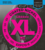 D'Addario EXP170-5 Coated Nickel Wound 5-String Bass, Light, 45-130, Long Scale Takım Tel 5 Telli Bas Gitar teli 045-130